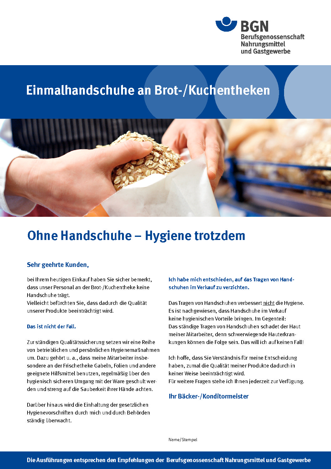BGN-Infoblatt_Hygiene_Baecker | Bäcker- und Konditorenvereinigung Nord e.V.